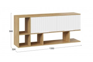 Шкаф настенный с двумя полками Хилтон (1350) Дуб Крафт золотой, Белый матовый