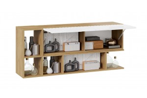 Шкаф настенный с двумя полками Хилтон (1350) Дуб Крафт золотой, Белый матовый