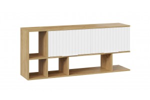 Шкаф настенный с двумя полками Хилтон (1350) Дуб Крафт золотой, Белый матовый