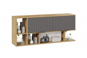 Шкаф настенный с двумя полками Хилтон (1350) Дуб Крафт золотой, Графит матовый