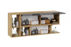 Шкаф настенный с двумя полками Хилтон (1350) Дуб Крафт золотой, Графит матовый