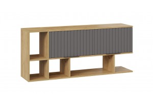 Шкаф настенный с двумя полками Хилтон (1350) Дуб Крафт золотой, Графит матовый