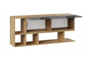 Шкаф настенный с двумя полками Хилтон (1350) Дуб Крафт золотой, Графит матовый