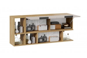 Шкаф настенный с двумя полками Хилтон (1350) Дуб Крафт золотой, Мокко матовый