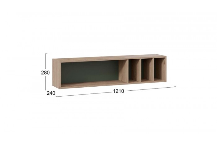 Полка навесная «Лео» - ТД-410.15.11 Гикори Джексон, Дымчатый зеленый