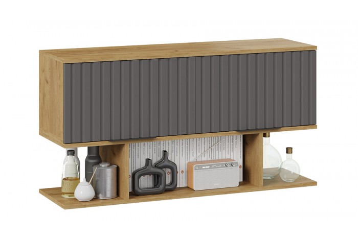 Шкаф настенный с полкой «Хилтон» (1100) Дуб Крафт золотой, Графит матовый