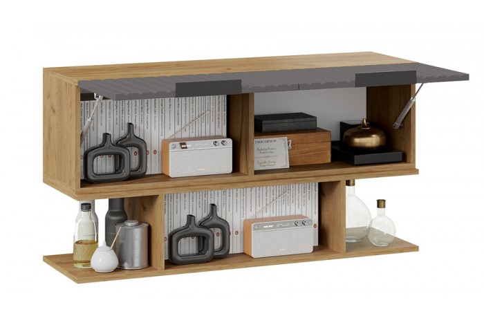 Шкаф настенный с полкой «Хилтон» (1100) Дуб Крафт золотой, Графит матовый