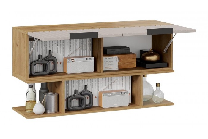 Шкаф настенный с полкой «Хилтон» (1100) Дуб Крафт золотой, Мокко матовый