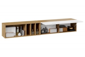 Шкаф настенный с полкой Хилтон (2040) Дуб Крафт золотой, Белый матовый