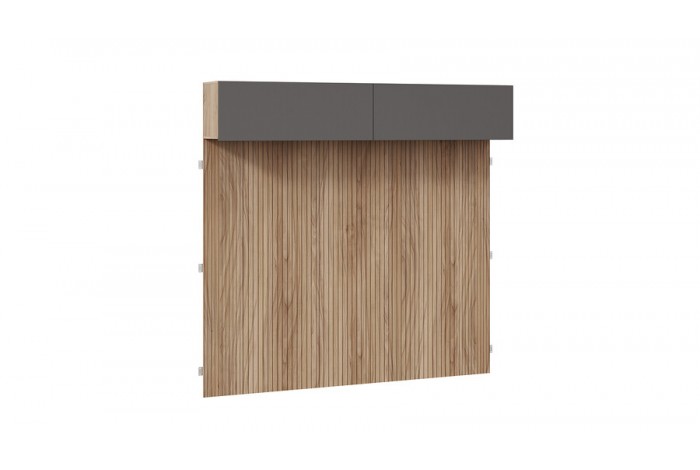 Шкаф навесной «Порто» (366) с декоративными панелями - СМ-393.21.023-24 Яблоня Беллуно, Графит софт