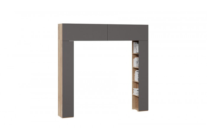 Шкаф навесной «Порто» (366) со стеллажами - СМ-393.21.022 Яблоня Беллуно, Графит софт