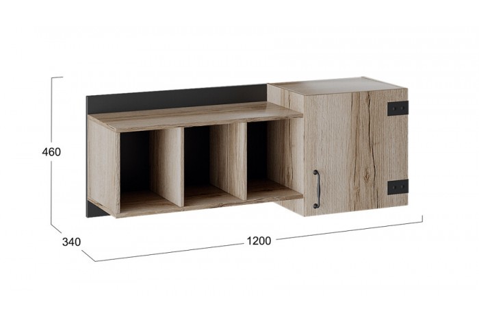Шкаф навесной «Окланд» 1200 - ТД-324.15.11 Фон черный, Дуб Делано