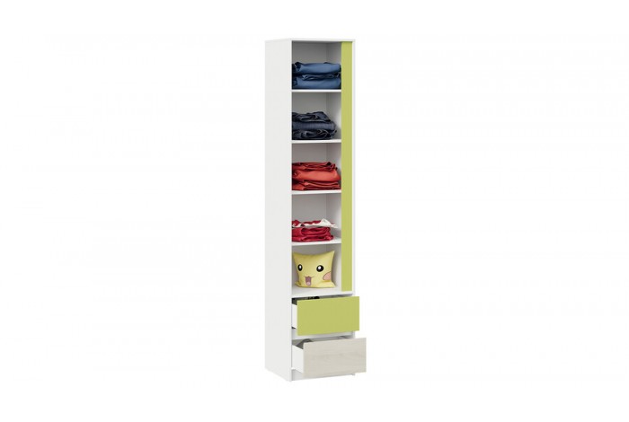 Шкаф для белья комбинированный «Сканди» - СМ-386.07.21-20 Дуб Гарден, Белая, Зеленый