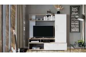 Стенка Сиена Дуб Сонома, Белый Ясень