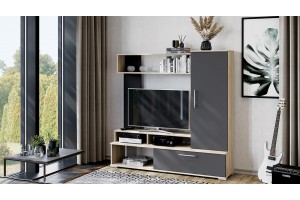 Стенка Сиена Дуб Сонома, Графит Серый