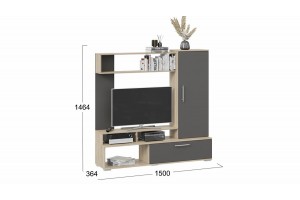 Стенка Сиена Дуб Сонома, Графит Серый