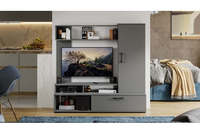 Стенка «Сиена» Графит Серый