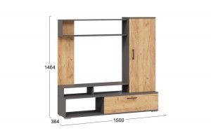 Стенка Сиена Графит Серый, Дуб Крафт золотой