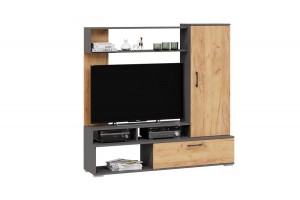 Стенка Сиена Графит Серый, Дуб Крафт золотой