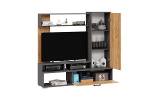 Стенка Сиена Графит Серый, Дуб Крафт золотой