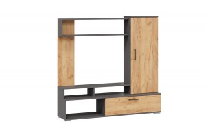 Стенка Сиена Графит Серый, Дуб Крафт золотой