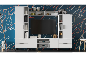 Гостиная Агата №6 Черный матовый, Белый Ясень