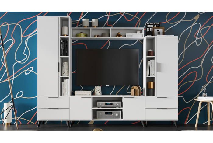 Набор мебели для гостиной «Агата» №6 - ГН-006 Черный матовый, Белый Ясень