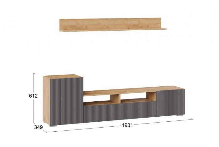 Гостиная «Сильвия» Тип 2 Дуб Крафт золотой, Графит матовый
