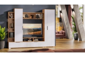 Гостиная Моника Дуб Крафт золотой, Белый матовый