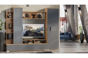 Гостиная Моника Дуб Крафт золотой, Графит матовый