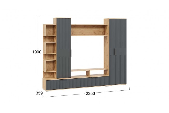 Гостиная «Моника» Дуб Крафт золотой, Графит матовый