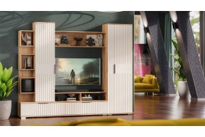 Гостиная Моника Дуб Крафт золотой, Кашемир сатин