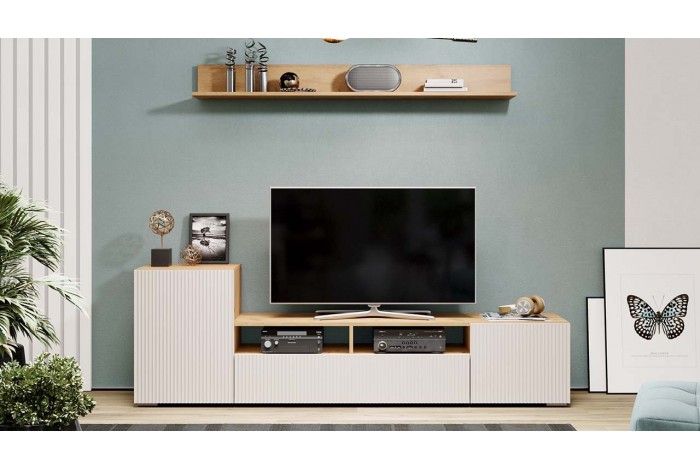 Гостиная «Сильвия» Тип 2 Дуб Крафт золотой, Кашемир сатин