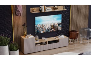 Гостиная Сильвия Тип 2 Дуб Крафт золотой, Кашемир сатин