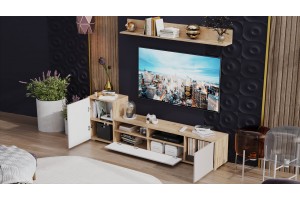 Гостиная Сильвия Тип 2 Дуб Крафт золотой, Кашемир сатин