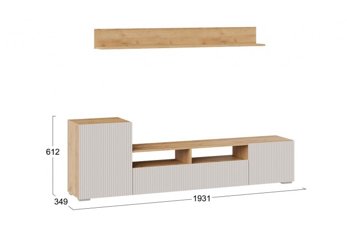 Гостиная «Сильвия» Тип 2 Дуб Крафт золотой, Кашемир сатин