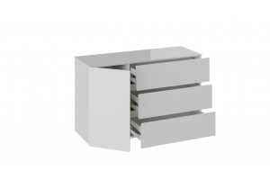 Комод Glance Тип 2 Белый (поры дерева), Стекло Белый глянец