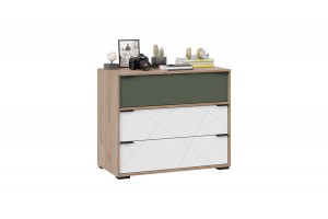 Комод Лео Гикори джексон/Белый матовый/Дымчатый зеленый