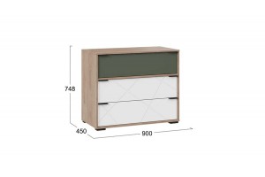 Комод Лео Гикори джексон/Белый матовый/Дымчатый зеленый