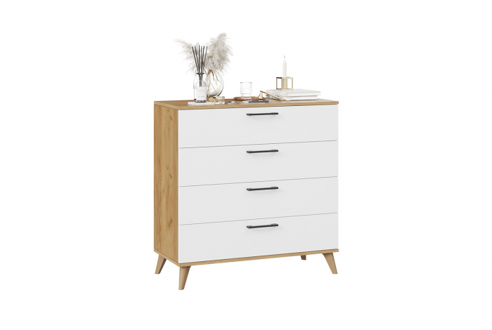 Комод «Нео» с опорами Дуб Крафт золотой, Белый, Бук матовый
