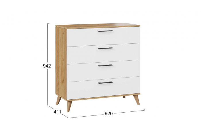 Комод «Нео» с опорами Дуб Крафт золотой, Белый, Бук матовый