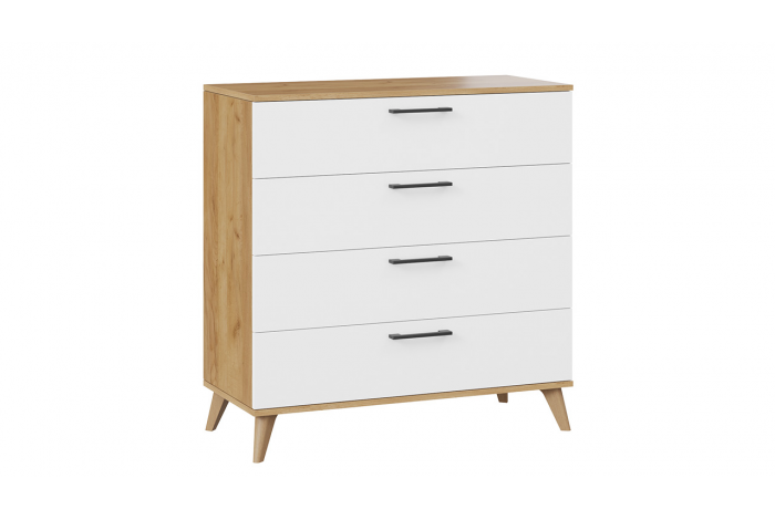 Комод «Нео» с опорами Дуб Крафт золотой, Белый, Бук матовый