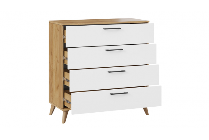 Комод «Нео» с опорами Дуб Крафт золотой, Белый, Бук матовый