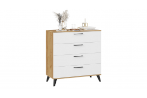 Комод Нео с опорами Дуб Крафт золотой, Белый, Черный матовый