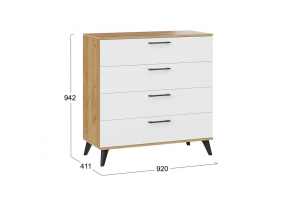 Комод Нео с опорами Дуб Крафт золотой, Белый, Черный матовый