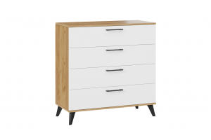 Комод Нео с опорами Дуб Крафт золотой, Белый, Черный матовый