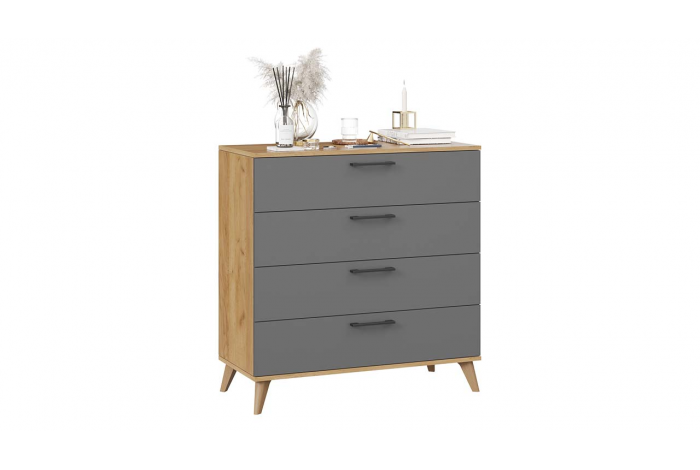 Комод «Нео» с опорами Дуб Крафт золотой, Серый графит, Бук матовый