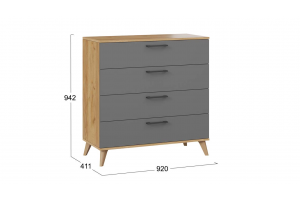 Комод Нео с опорами Дуб Крафт золотой, Серый графит, Бук матовый