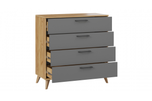 Комод Нео с опорами Дуб Крафт золотой, Серый графит, Бук матовый