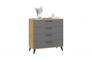 Комод Нео с опорами Дуб Крафт золотой, Серый графит, Черный матовый